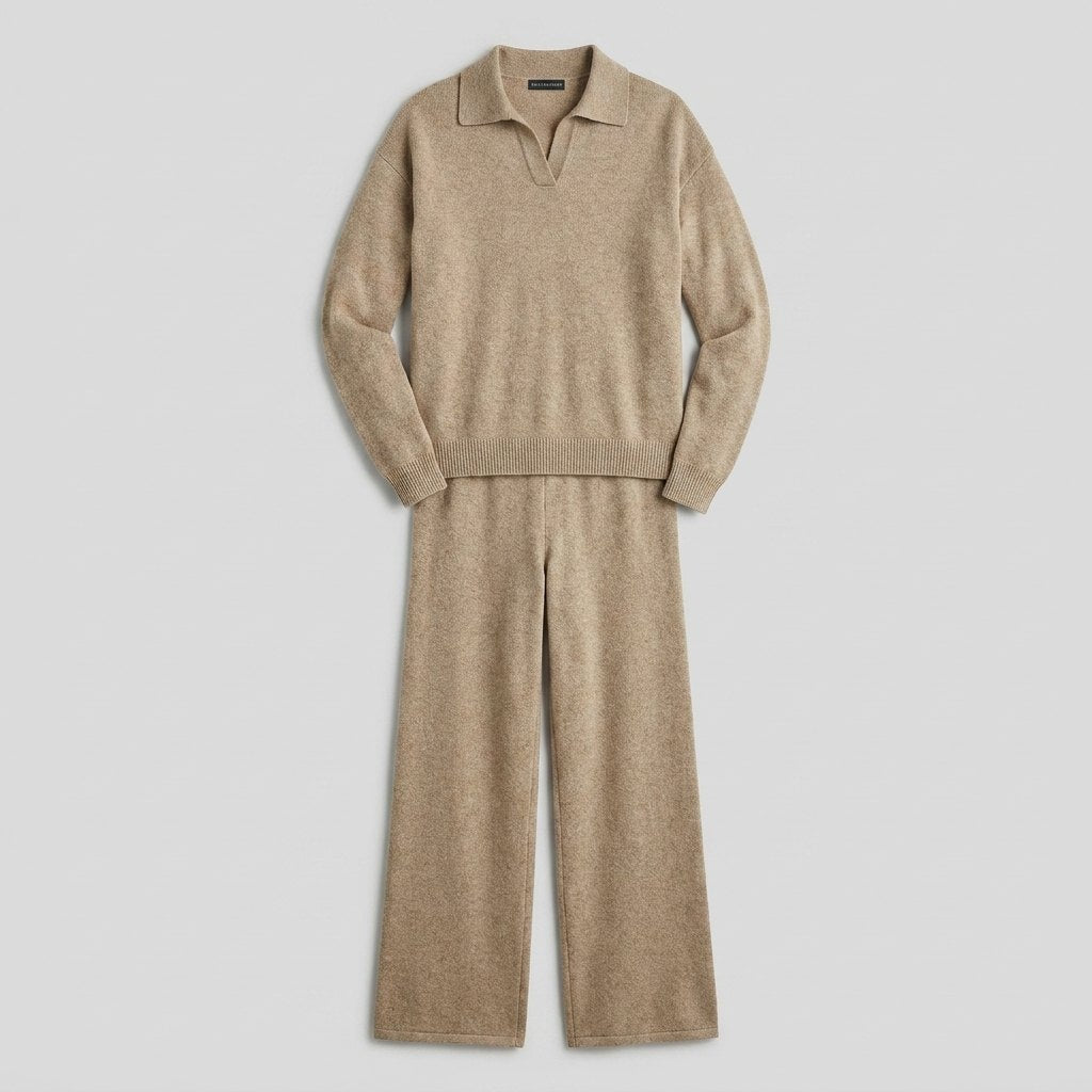 Panda knit two-piece set flat-lay front