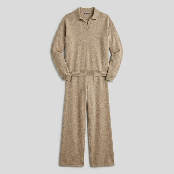 Panda knit two-piece set flat-lay front
