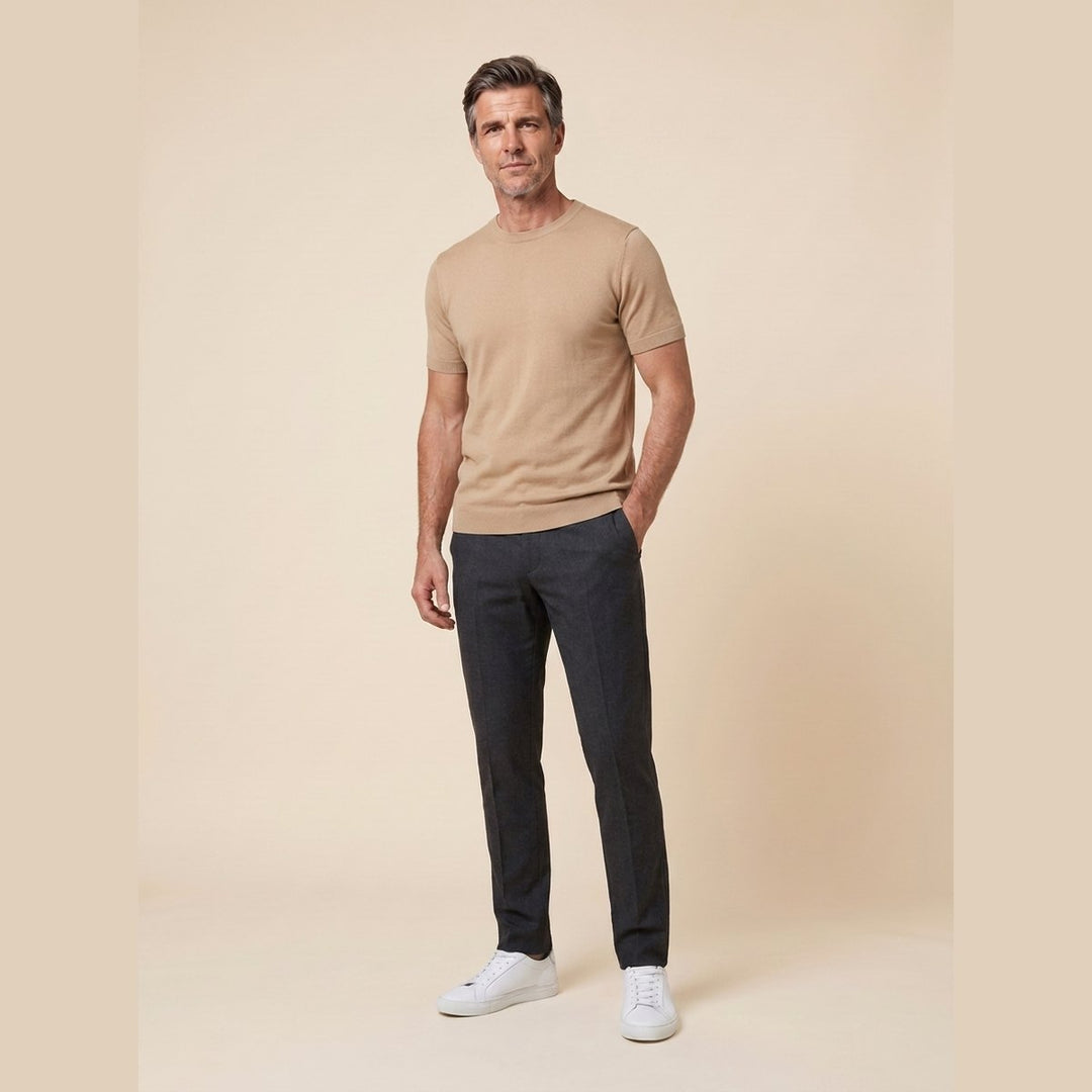 Pankov men's short-sleeve knit tee in beige