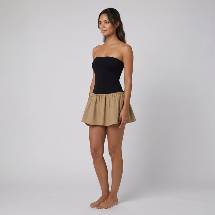 Pave backless dress khaki