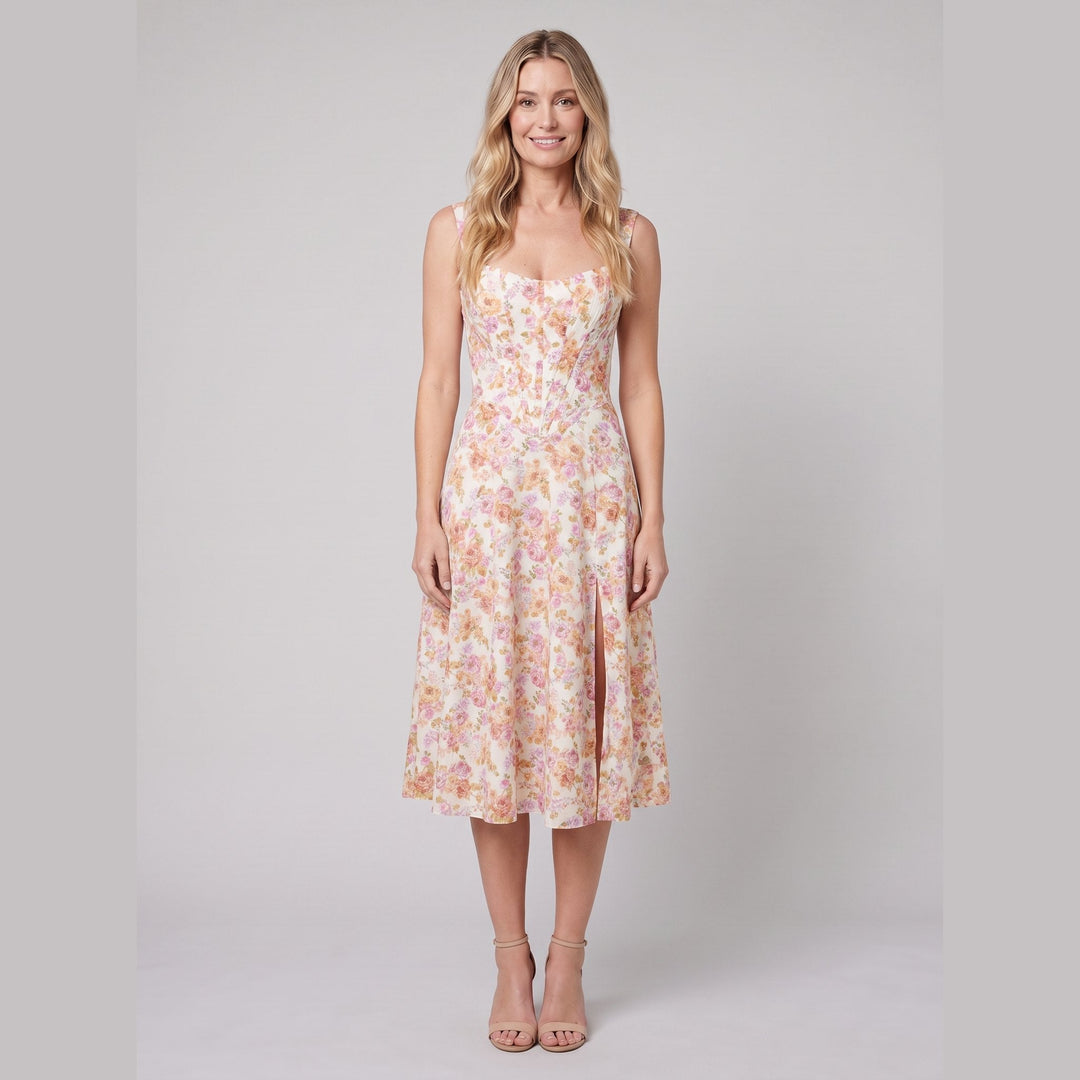 Perrine floral midi dress pink front