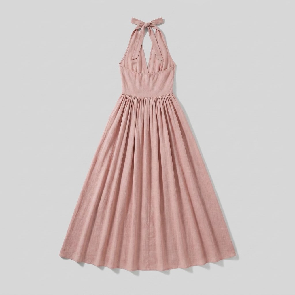 Phaedra boho halter maxi dress flat-lay back