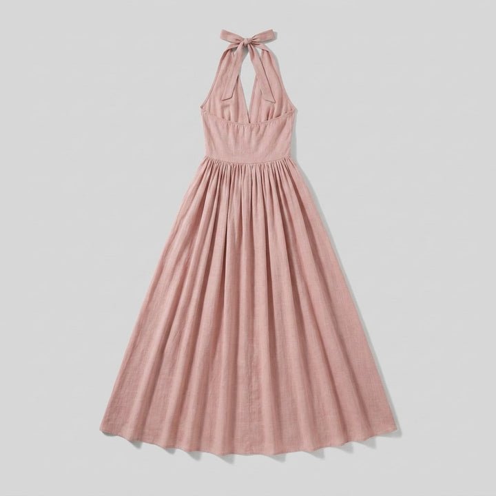 Phaedra boho halter maxi dress flat-lay back