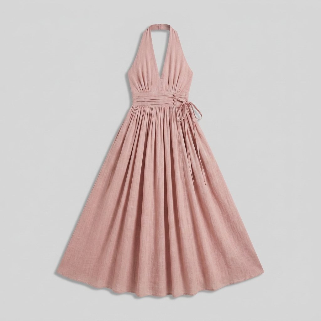 Phaedra boho halter maxi dress flat-lay front