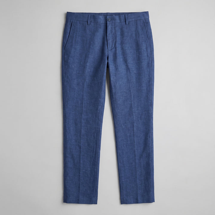Plyer linen trousers indigo blue flat lay