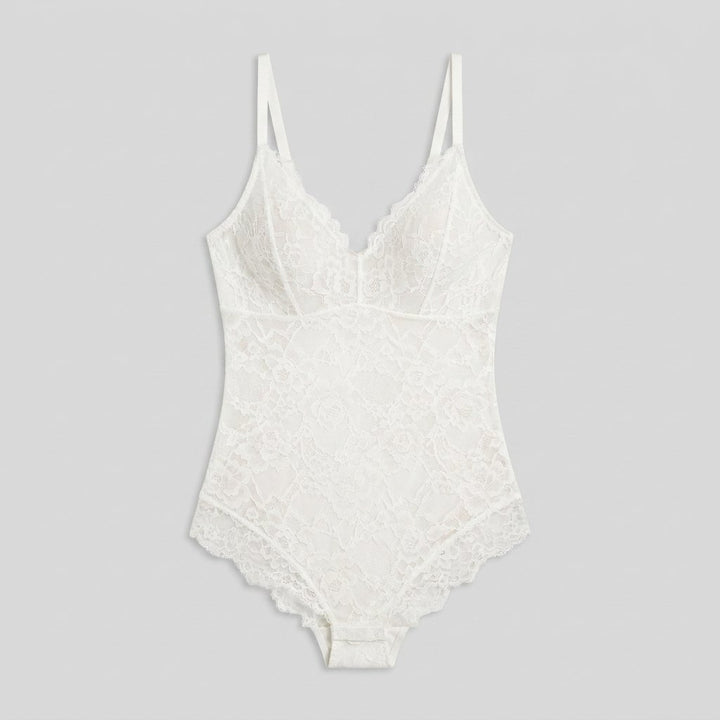 Poppy full lace bodysuit white