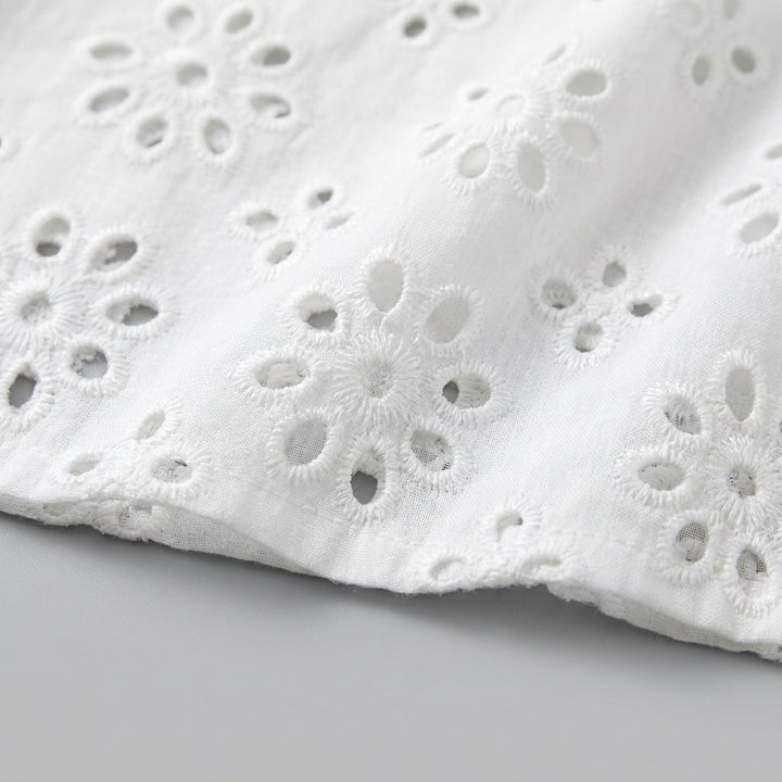 Pride flutter dress eyelet fabric detail