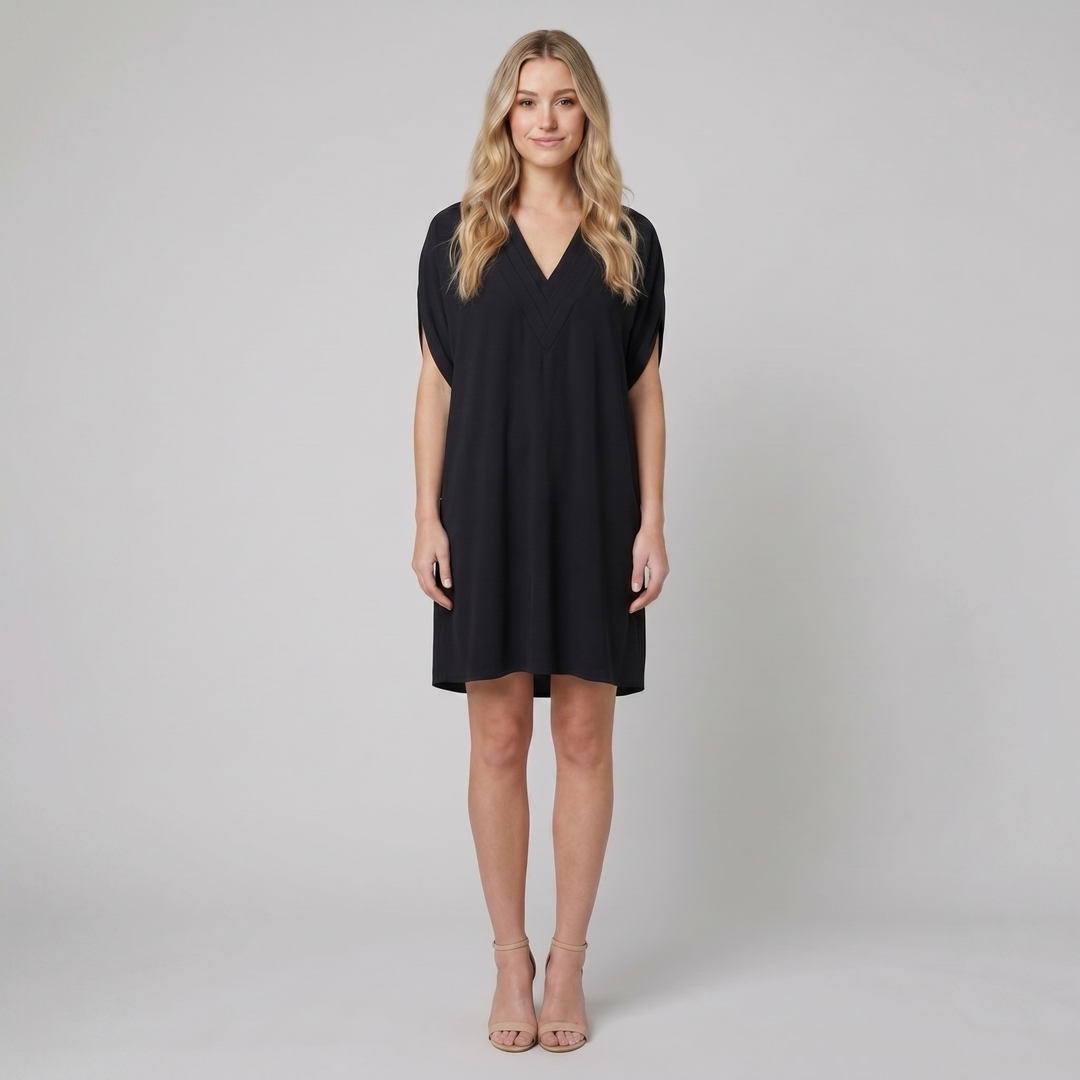 Rachel V-neck casual dress black - The store Vancouver