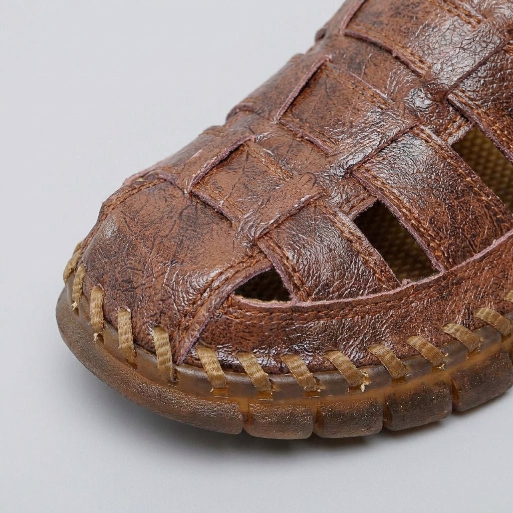Raven sandals woven leather detail