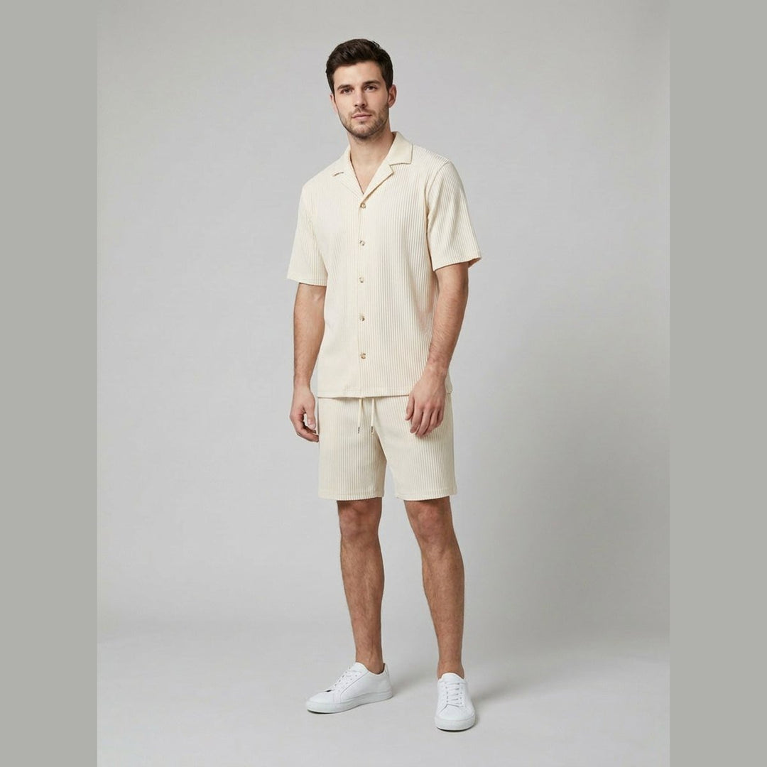 Relaxtic mens ribbed set beige