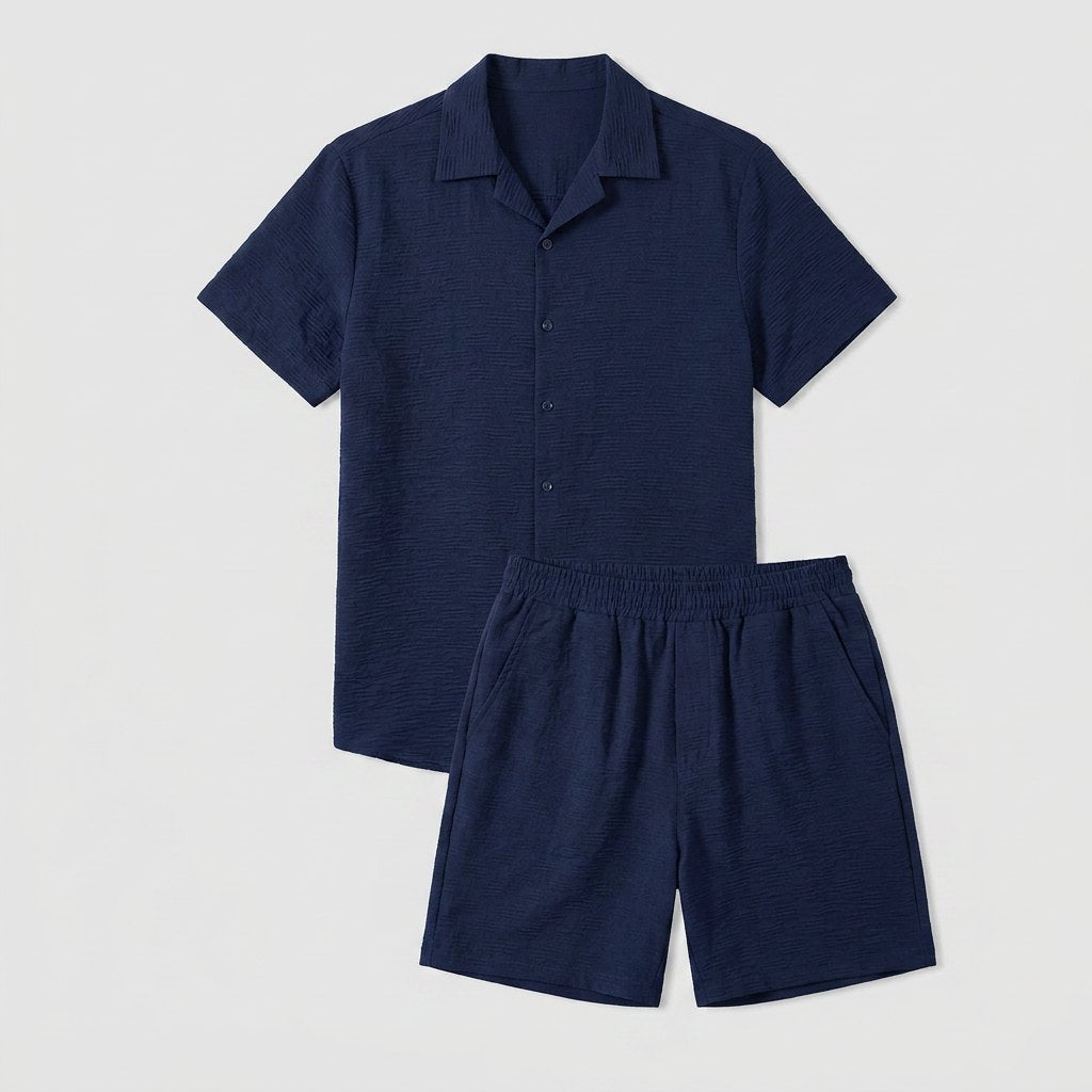 Relaxtic mens woven set flat lay