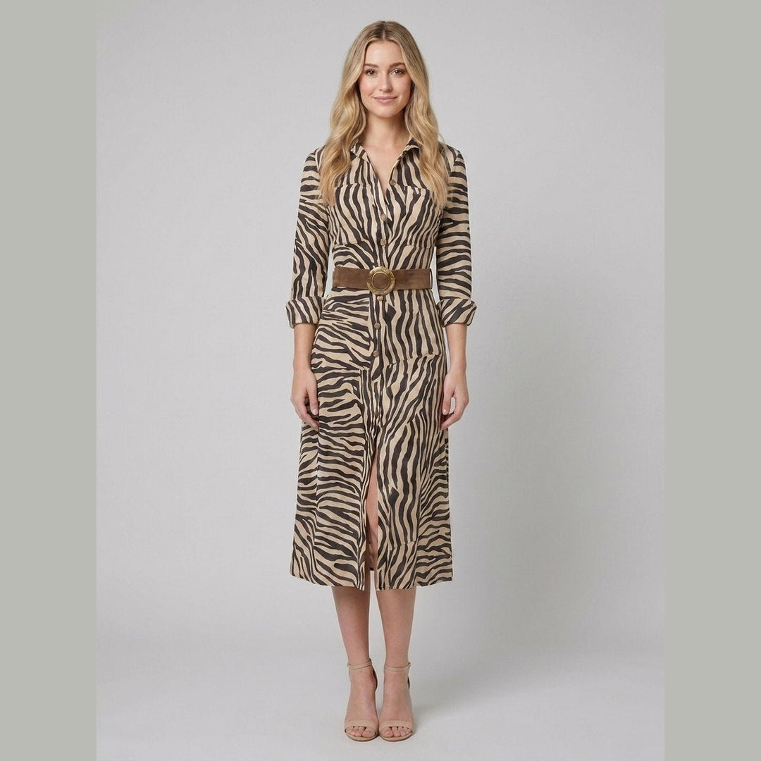 Retro Western zebra midi dress - model
