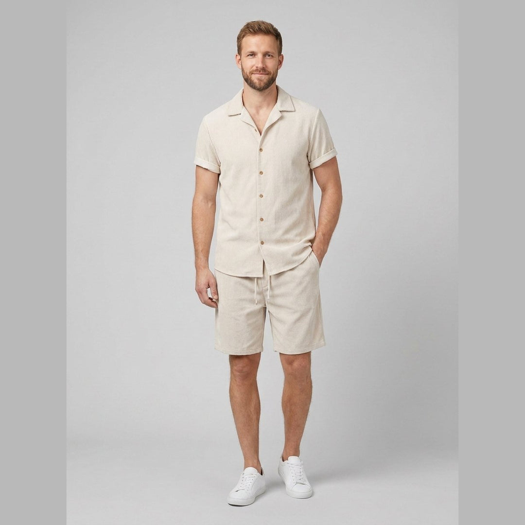 Ribo mens corduroy set beige