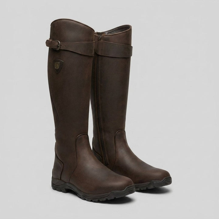 Rinley dark brown orthopedic riding boots front
