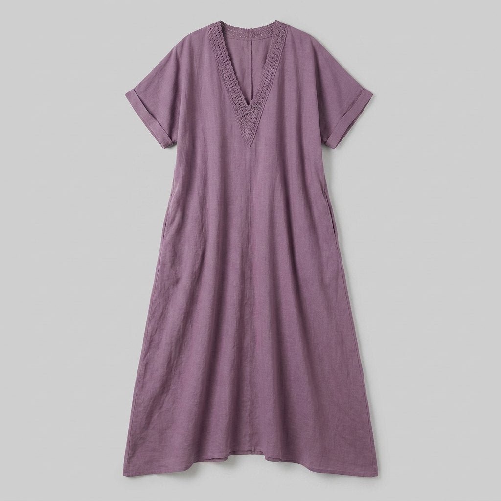 Riva purple lace kaftan maxi dress product flat-lay