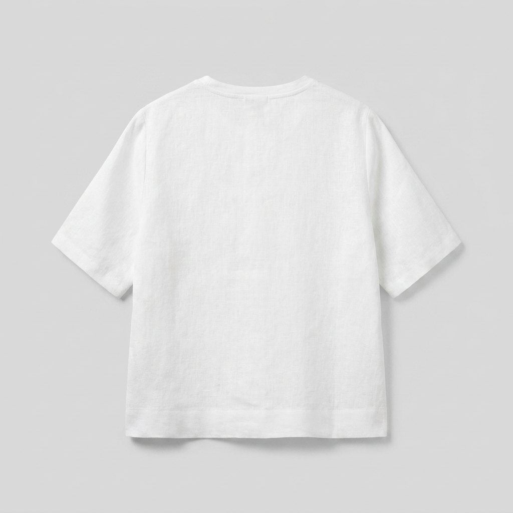 Riva white linen boxy top back