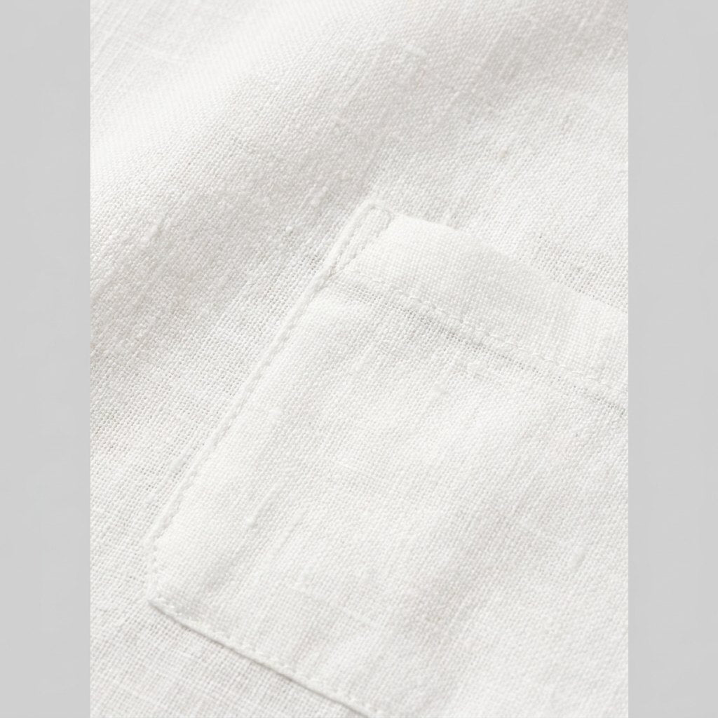 Riva white linen fabric detail