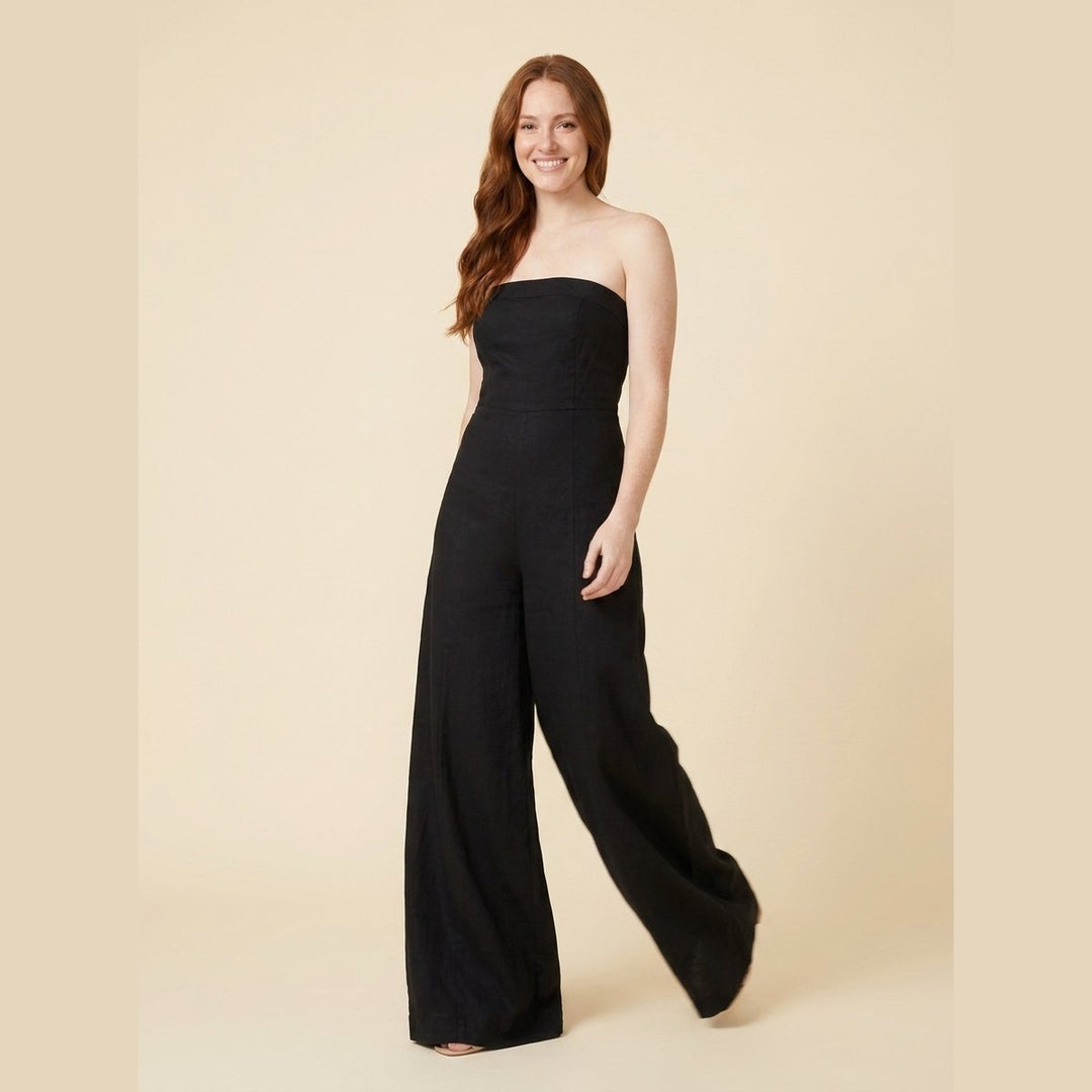 Riviera black strapless wide-leg jumpsuit