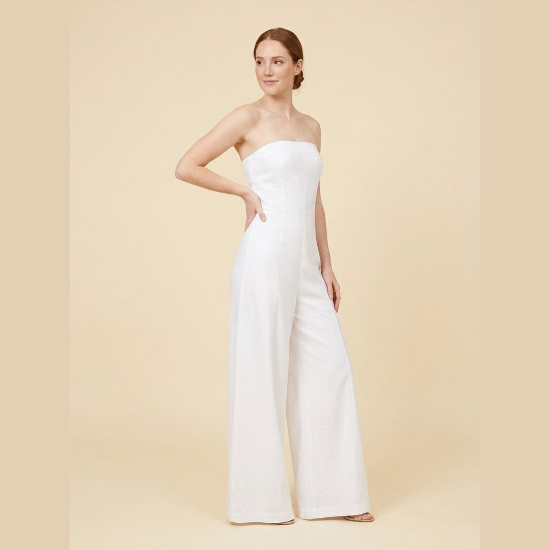 Riviera white strapless wide-leg jumpsuit