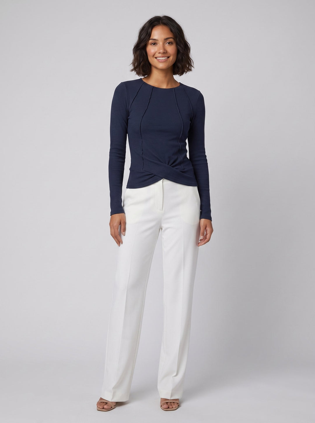 Rosa long sleeve top marine blue