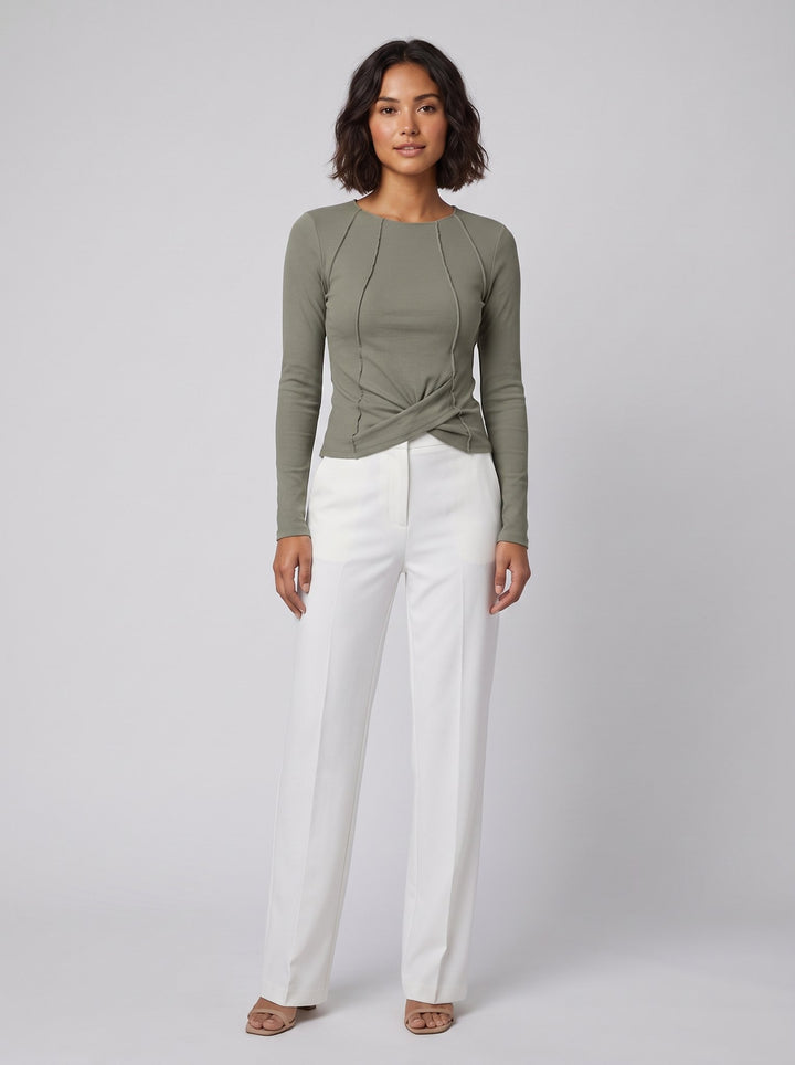 Rosa long sleeve top olive green