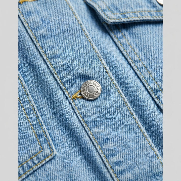 Rosalind light-wash denim fabric detail