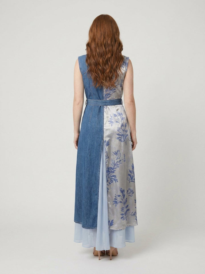 Rosamund denim patchwork dress back view