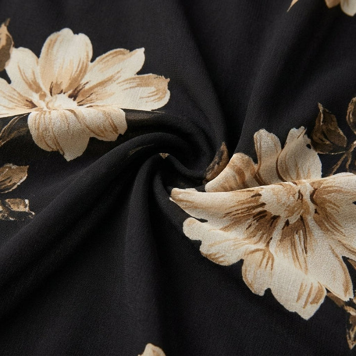 Roseline black floral mesh fabric detail
