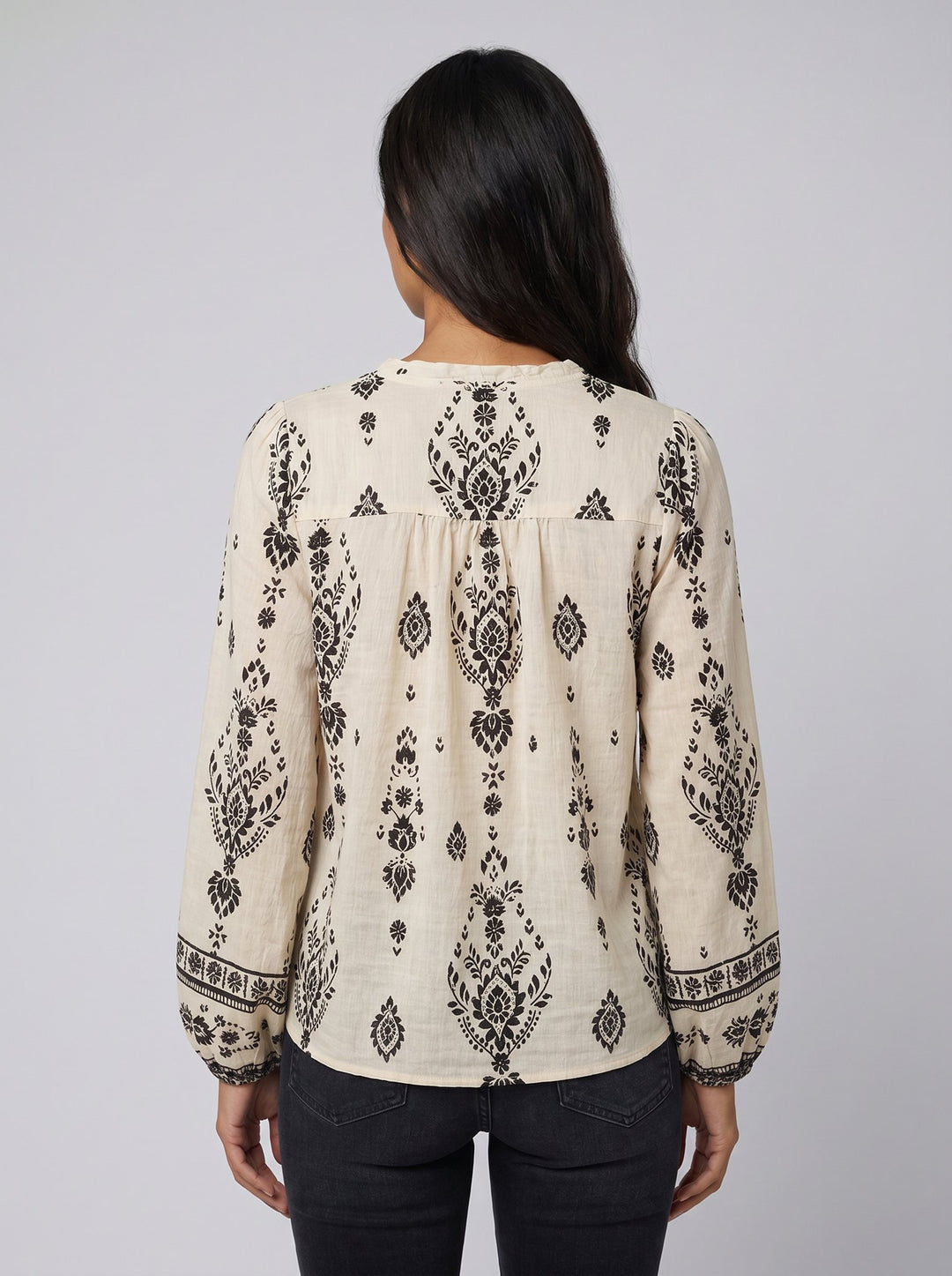 Rosie cream bohemian blouse back view