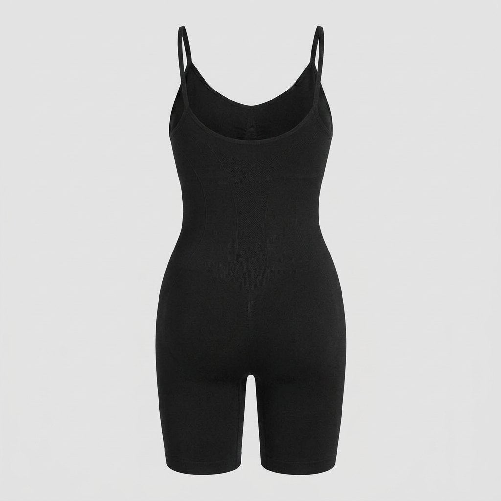 Seamless full body shaper, back view showing the smooth knit panel