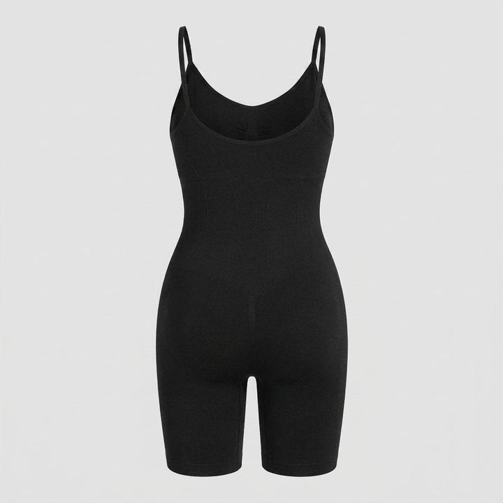 Seamless full body shaper, back view showing the smooth knit panel