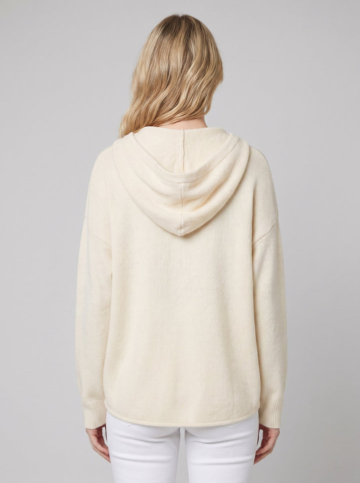 Sable hooded knit cardigan back view
