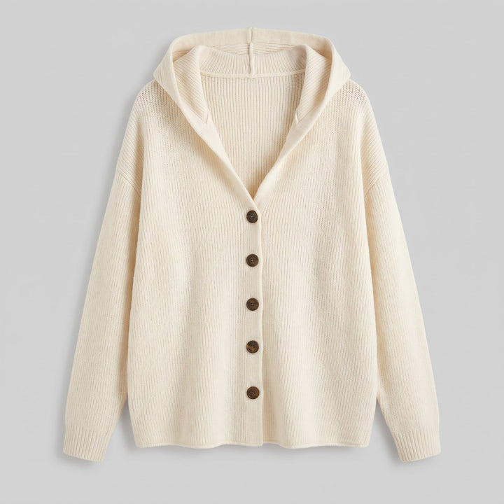 Sable hooded knit cardigan flat lay