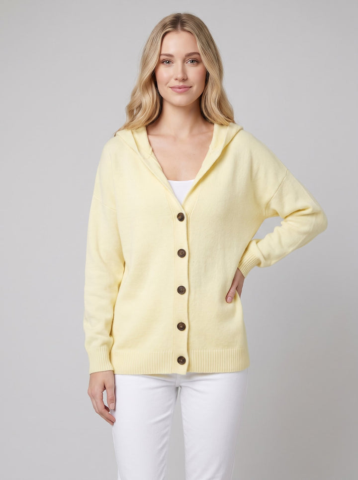 Sable hooded knit cardigan yellow