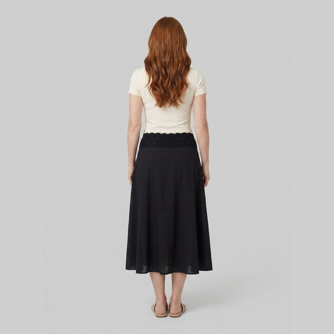 Sable Midi Skirt black A-line, back view