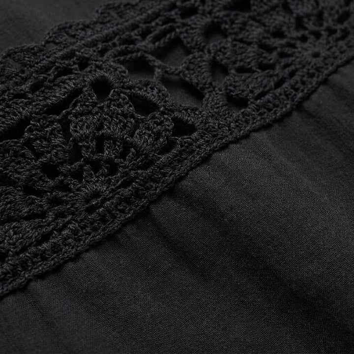 Sable Midi Skirt crochet lace waistband fabric detail