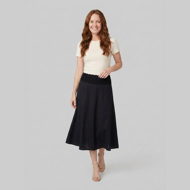 Sable Midi Skirt black A-line, front pose