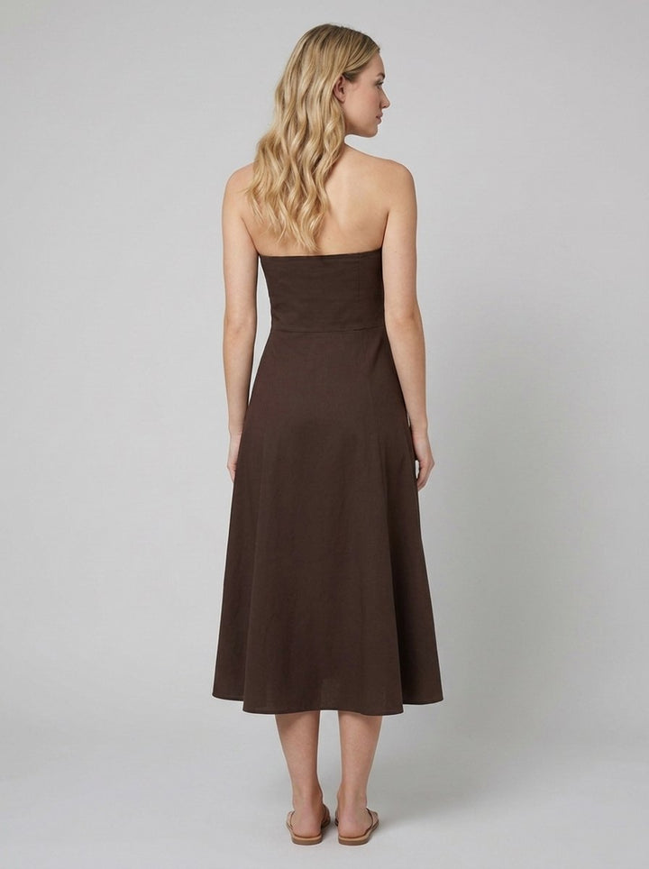 Sable strapless dress dark brown back