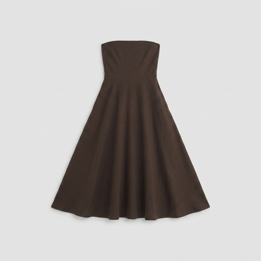 Sable strapless dress dark brown flat lay
