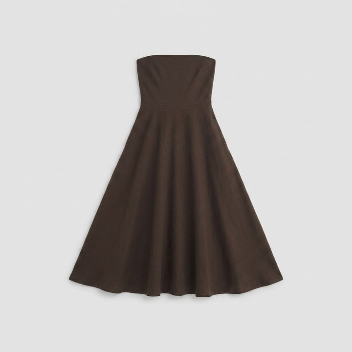 Sable strapless dress dark brown flat lay