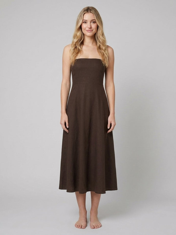 Sable strapless dress dark brown front