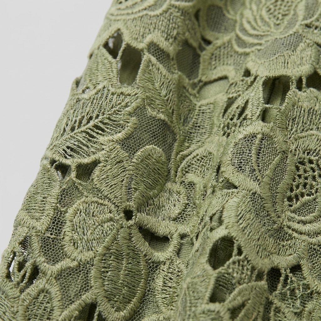 Salome floral midi dress, lace trim and cut-out detail