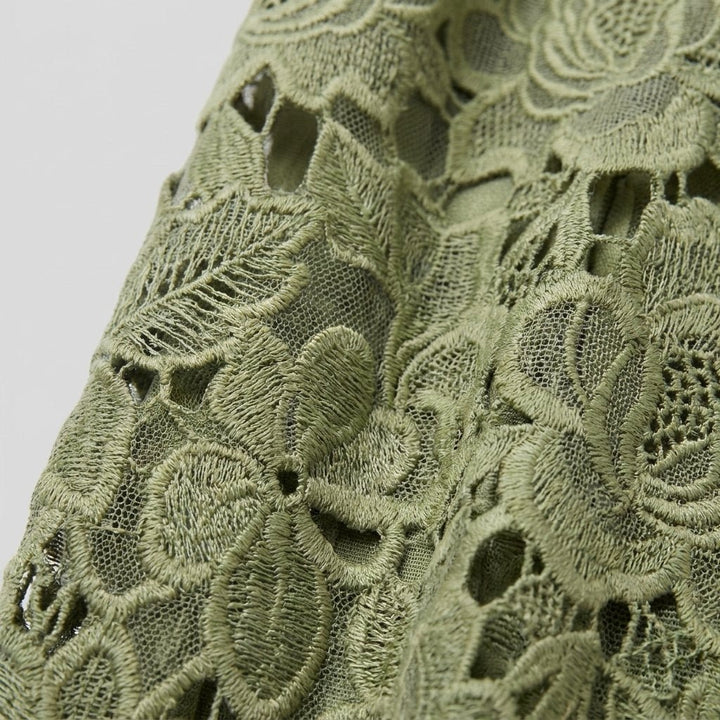 Salome floral midi dress, lace trim and cut-out detail