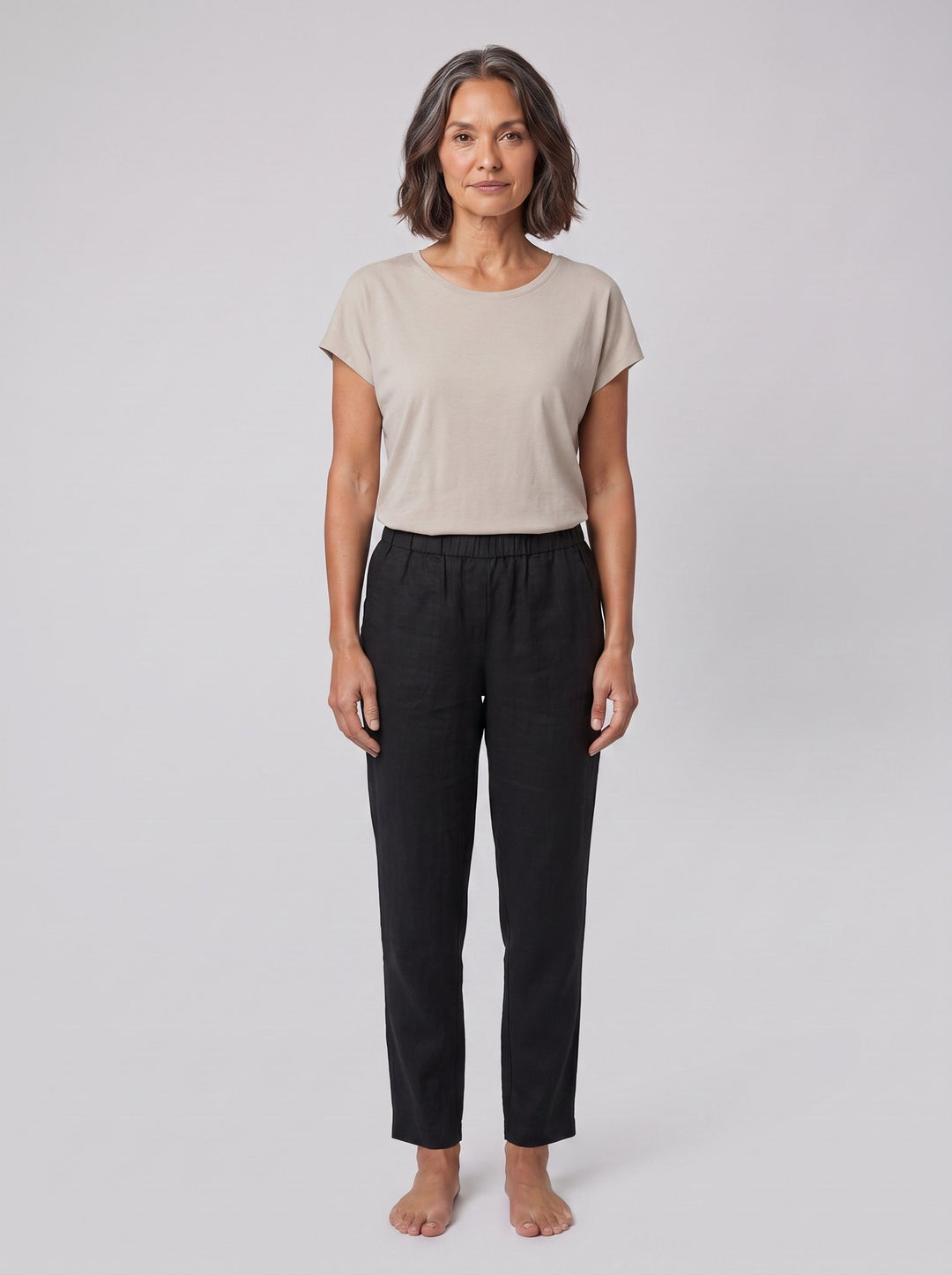 Sandara Coastal Breeze Trousers black, front view on model