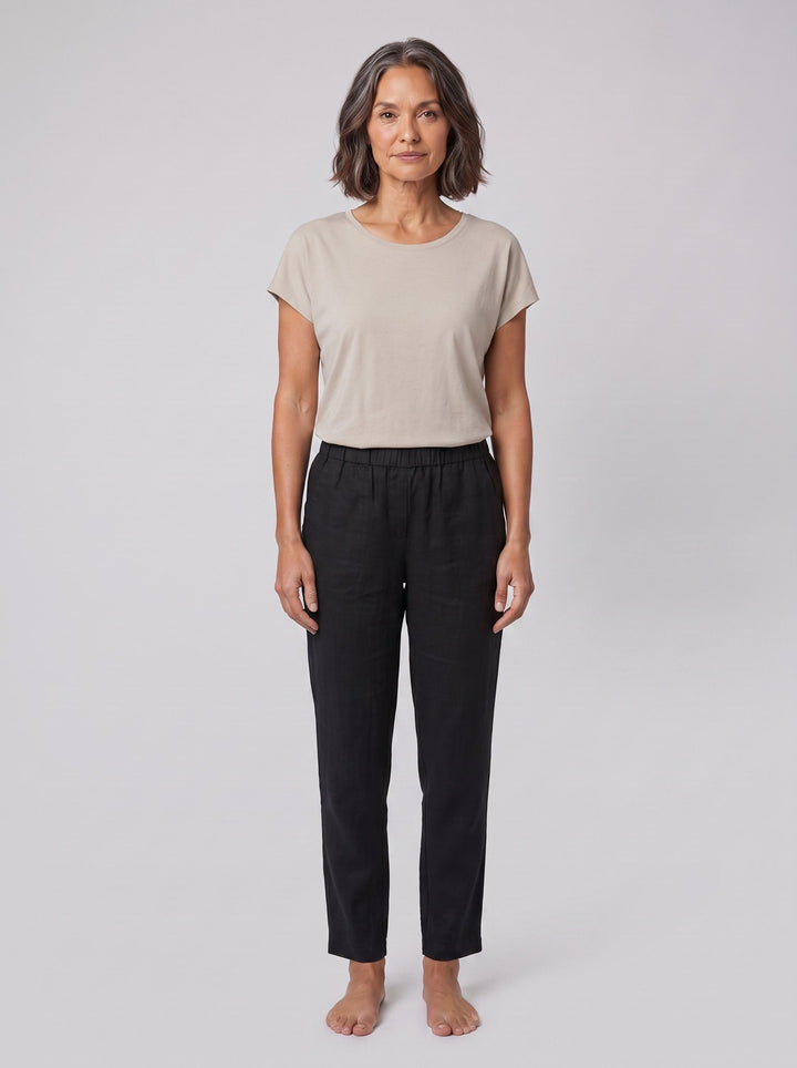 Sandara Coastal Breeze Trousers black, front view on model