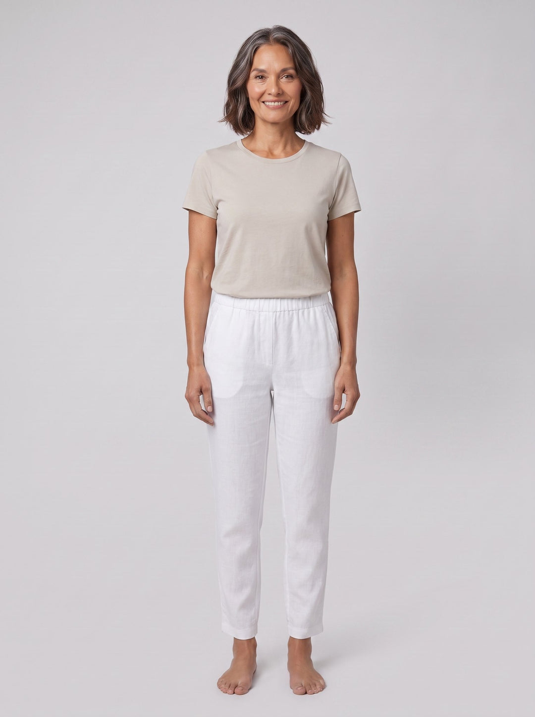 Sandara Coastal Breeze Trousers white, front view on model