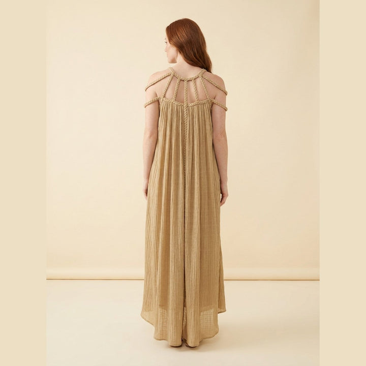 Sandrine linen-blend maxi dress, back view on model