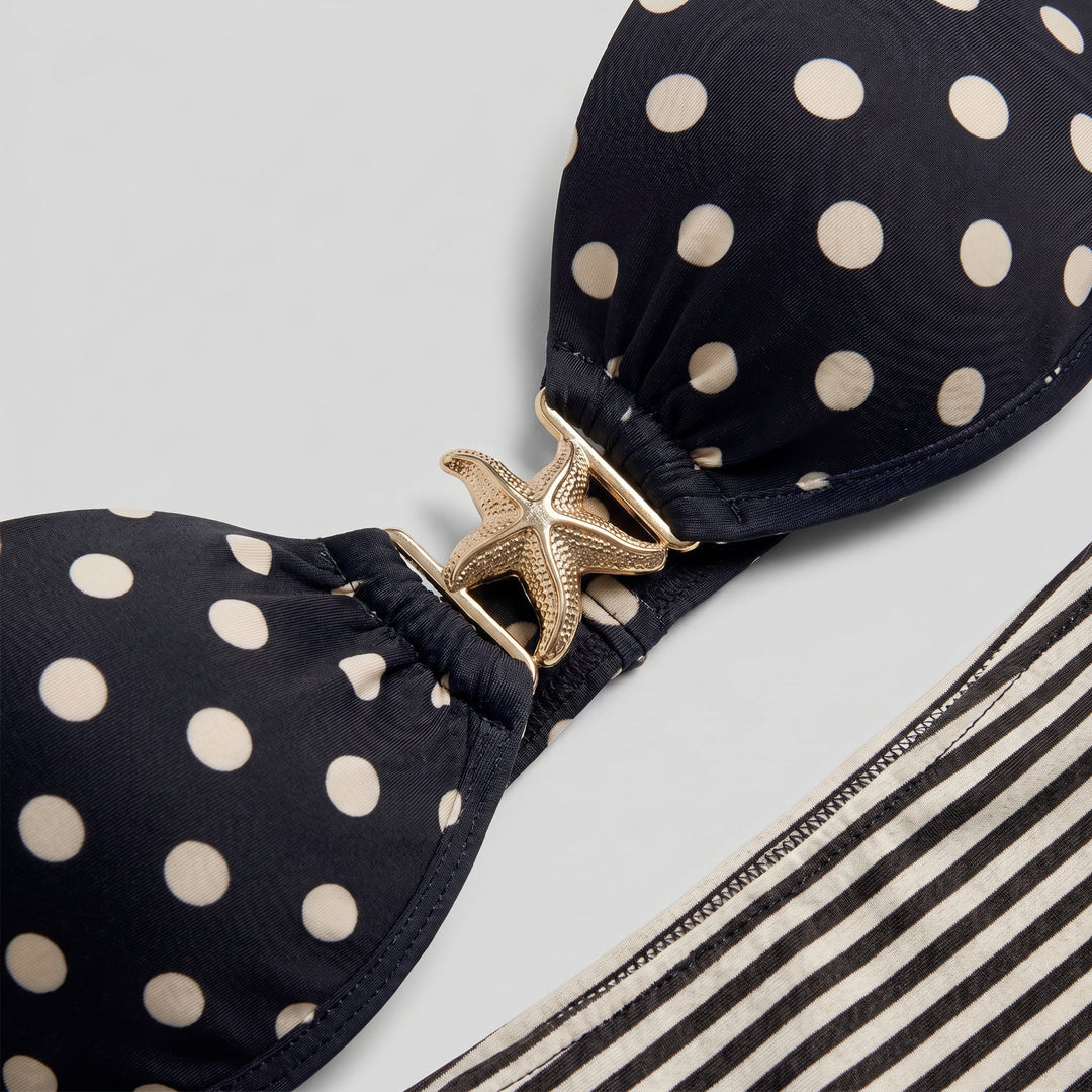 Sandy bikini fabric detail polka dot starfish clasp