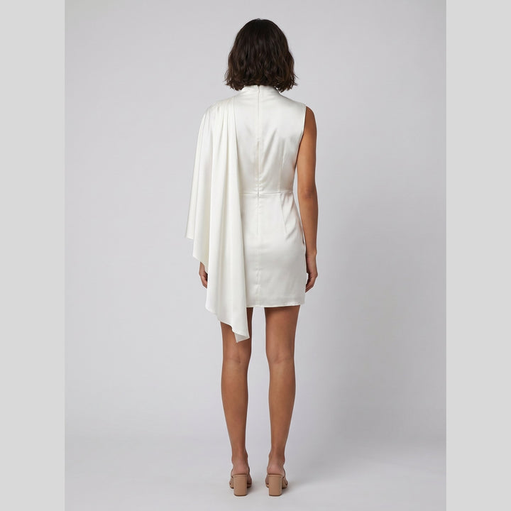 Sari asymmetrical satin mini dress white back