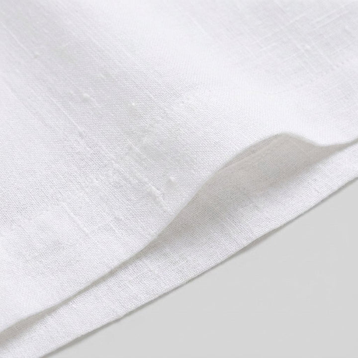Close-up of the medium-weight white linen weave